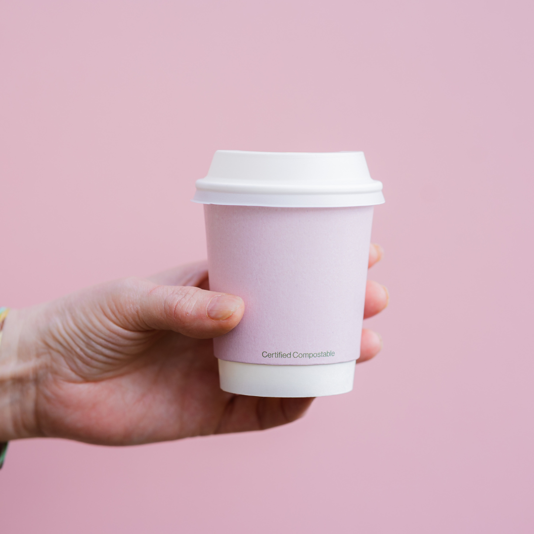 Compostable Coffee Cup - Soft Pink
