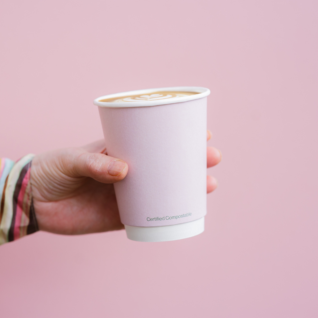 Compostable Coffee Cup - Soft Pink